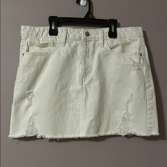 The Drop Mini White Distressed Denim Skirt Minimalist - L - Picture 1 of 5